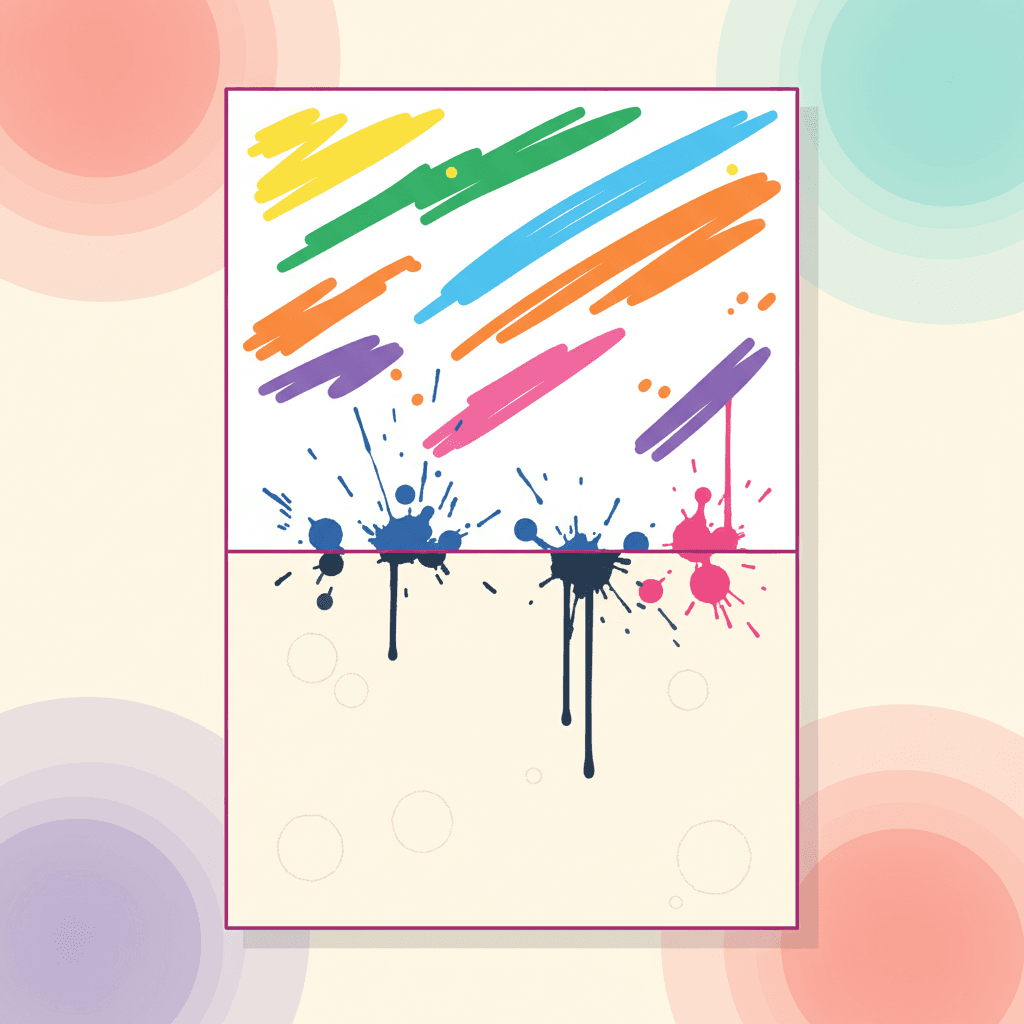 A coloring page showing marker bleed-through on the back of the sheet next to a clean page with a blotter sheet underneath.