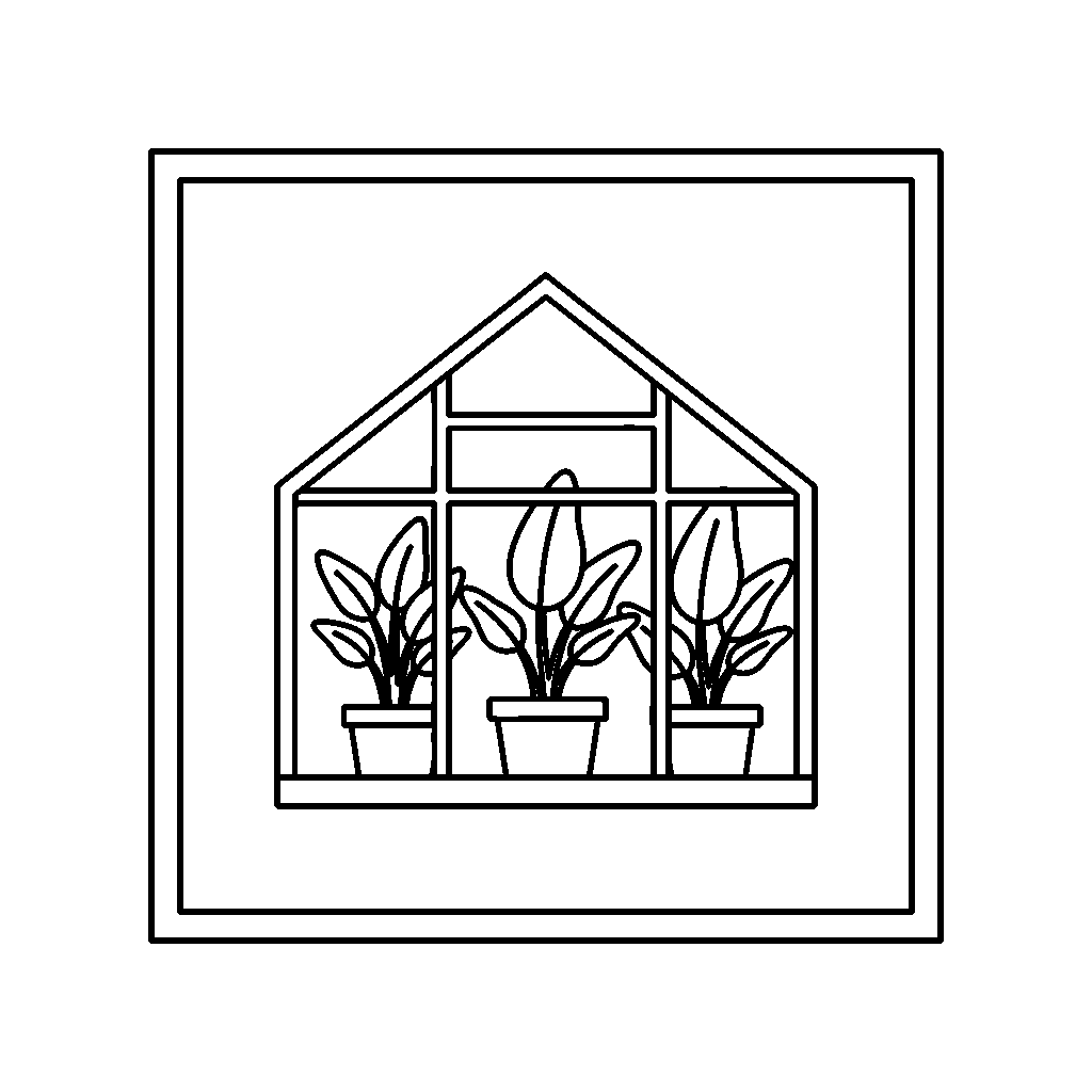 Little Greenhouse coloring page - A small greenhouse with plants inside