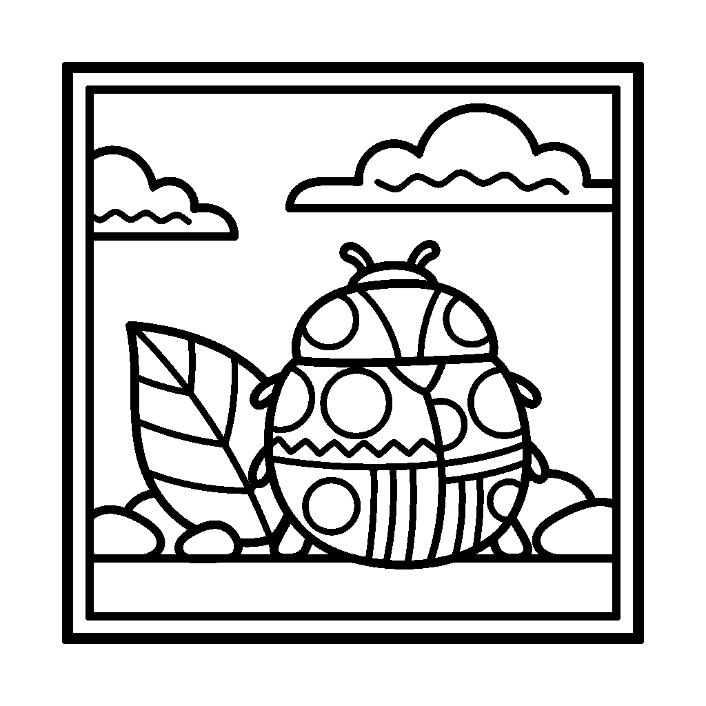 Shiny Beetle coloring page - A beetle with simple patterns