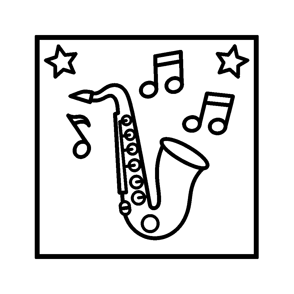 Saxophone Swing coloring page - A saxophone with music notes