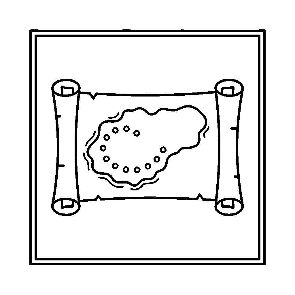 Treasure Map coloring page - A treasure map with an island and a path