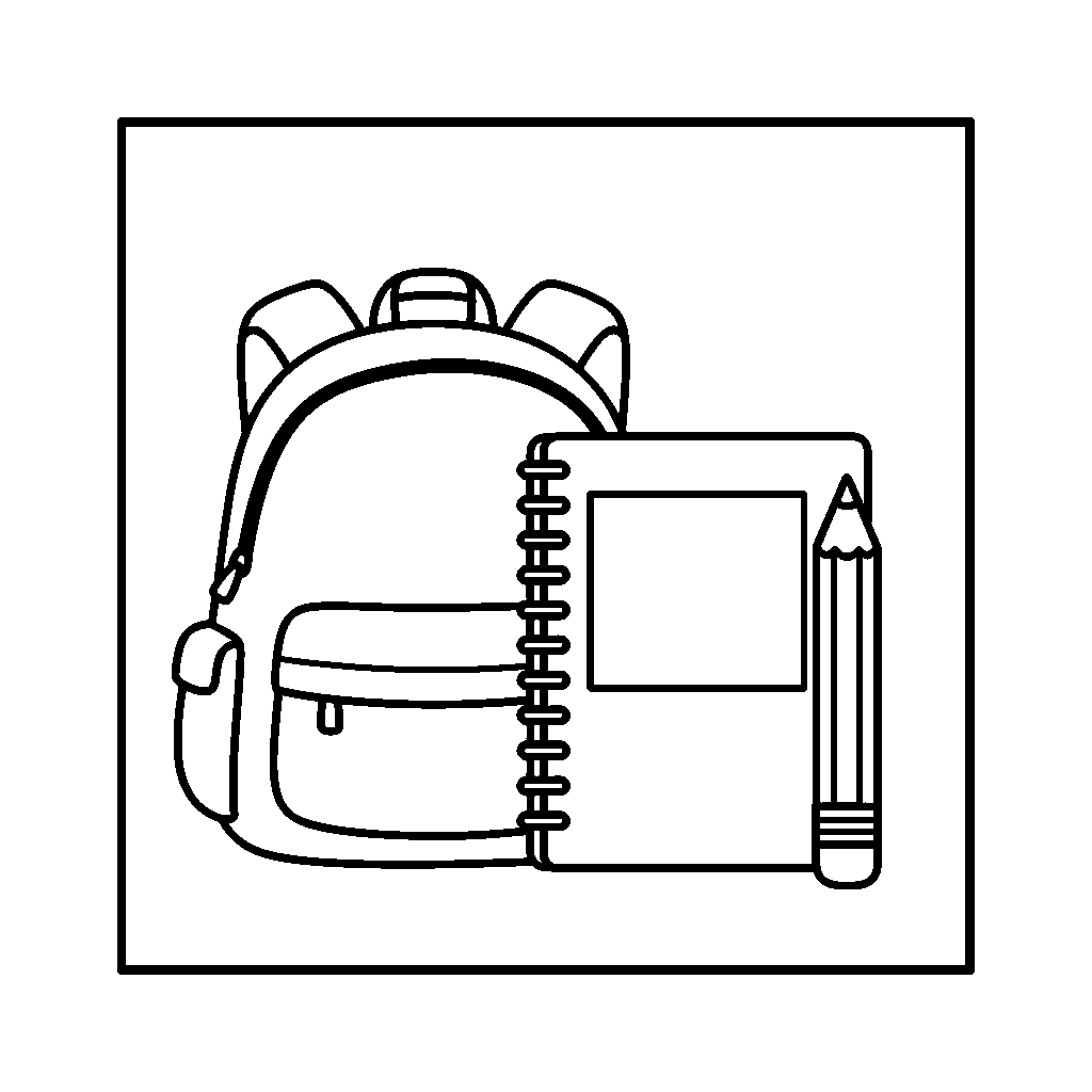 Backpack and Supplies coloring page - A backpack with a pencil and notebook