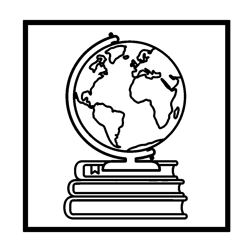 Globe and Books coloring page - A globe sitting on a stack of books