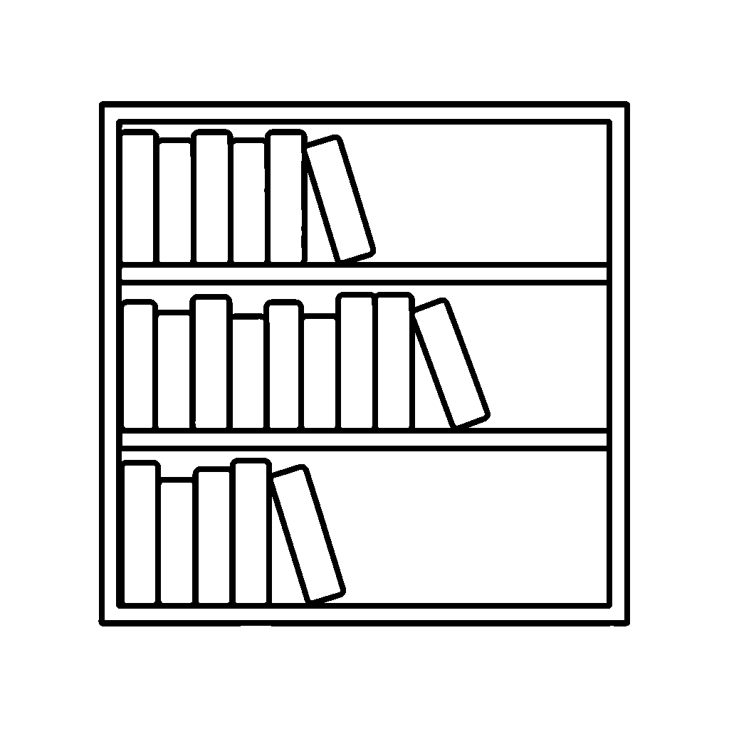 Library Bookshelf coloring page - A bookshelf filled with simple books