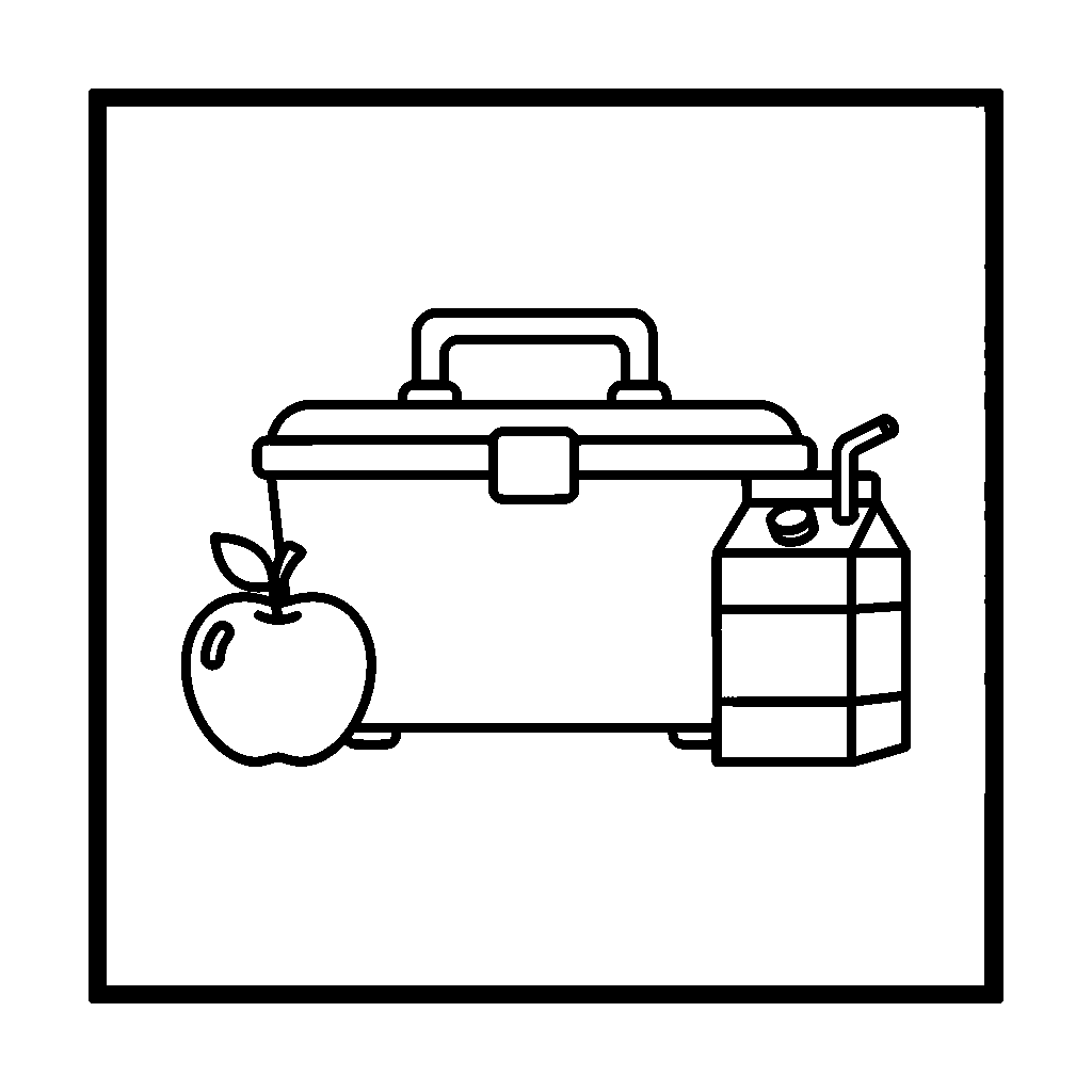 Lunchbox coloring page - A lunchbox with an apple and a drink carton