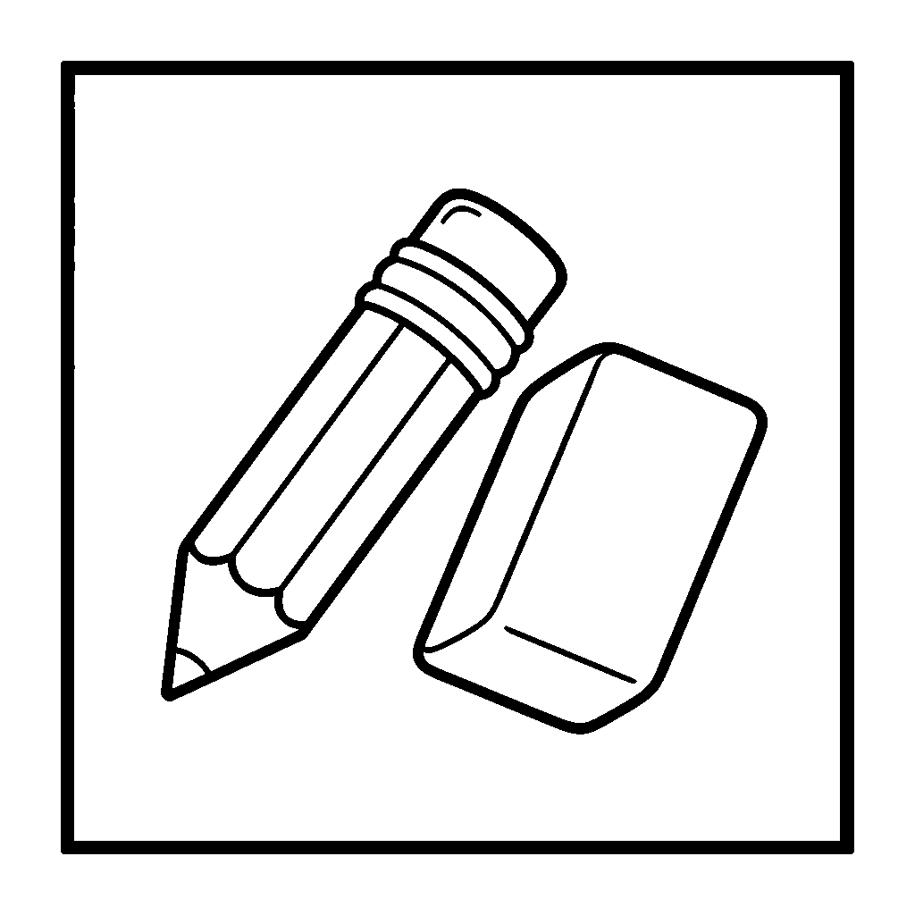 Pencil and Eraser coloring page - A big pencil with a chunky eraser