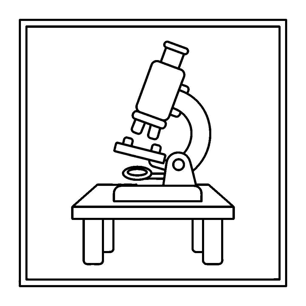 Microscope coloring page - A simple microscope on a lab table