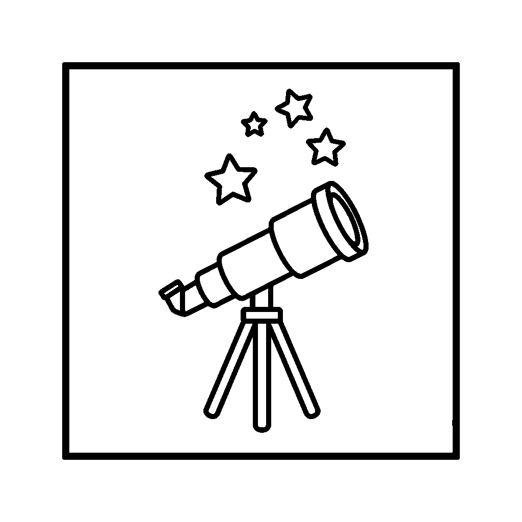 Telescope and Stars coloring page - A telescope looking up at the stars