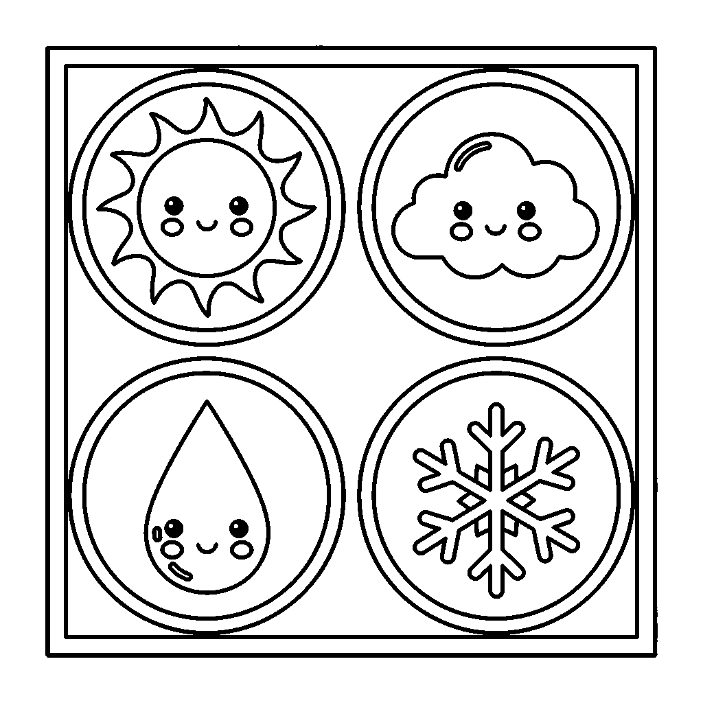 Weather icons coloring page from the weather collection